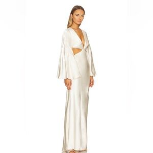 La Lune Flared Sleeve Open Back Maxi Dress in Cream - Shona Joy